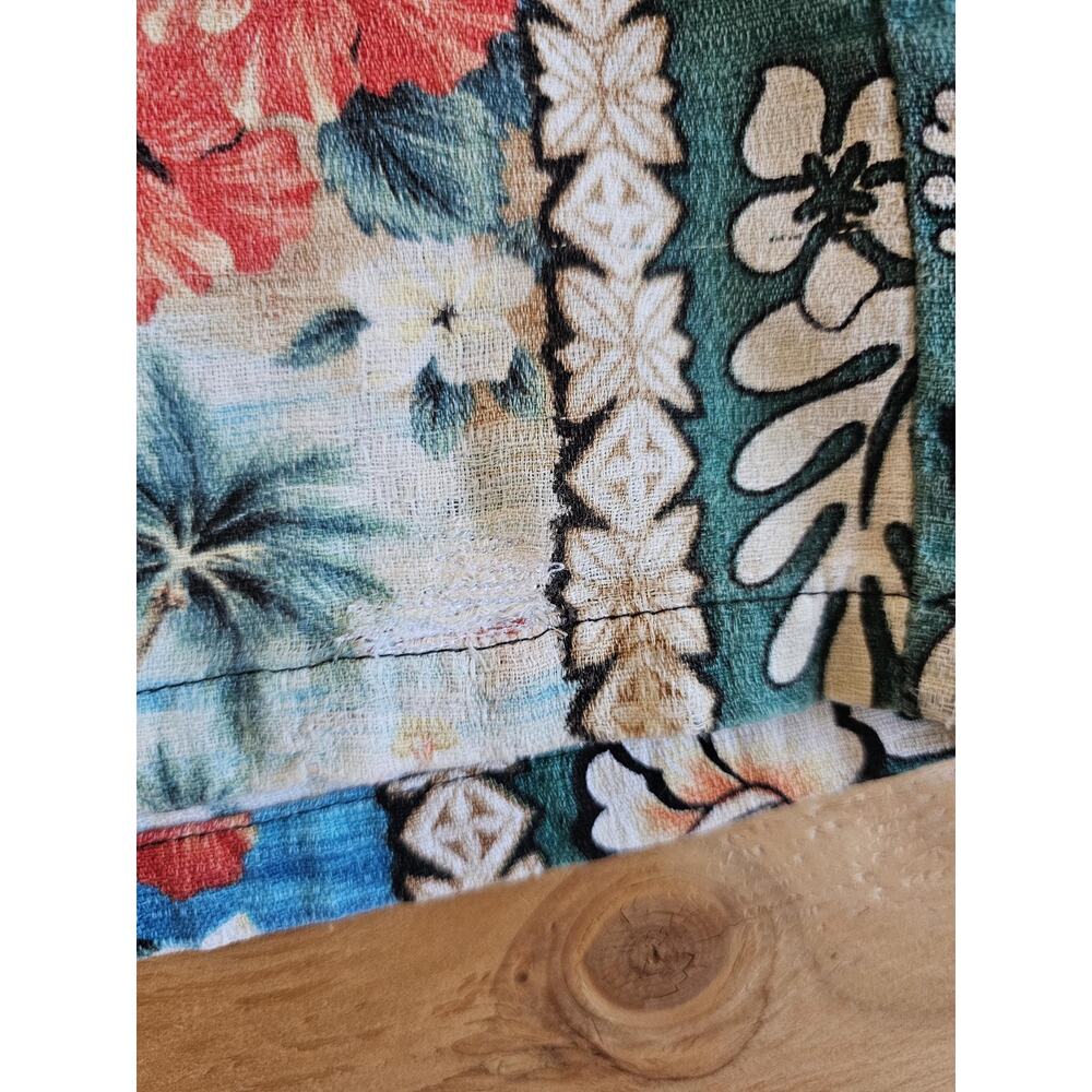 Kole Kole Hawaiian Barkcloth Floral Green Shirt Sz 2XL? 1970s - Picture 5 of 8